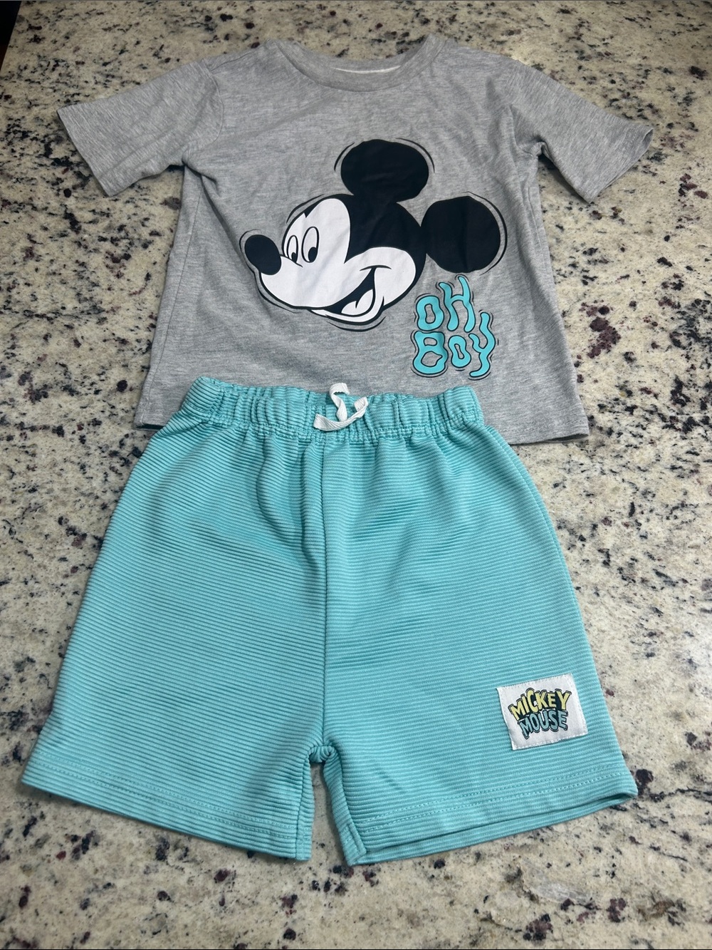 Disney Teal Ribbed Shorts with Mickey Patch